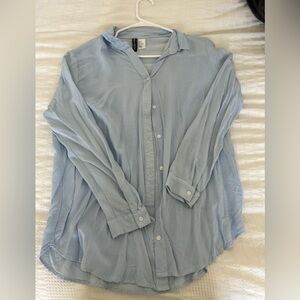 H&M Men's Sky Blue Striped Button Down Shirt